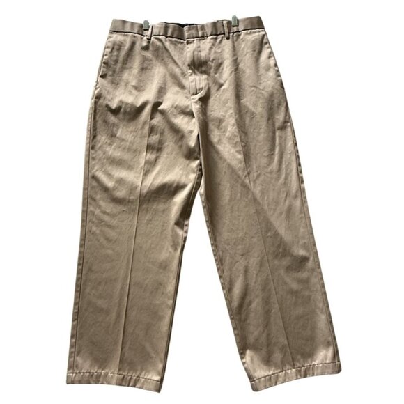 Dockers Mens Classic Fit Beige Cotton Flat-Front Dress Pants W36 L32 Chino - Picture 1 of 6
